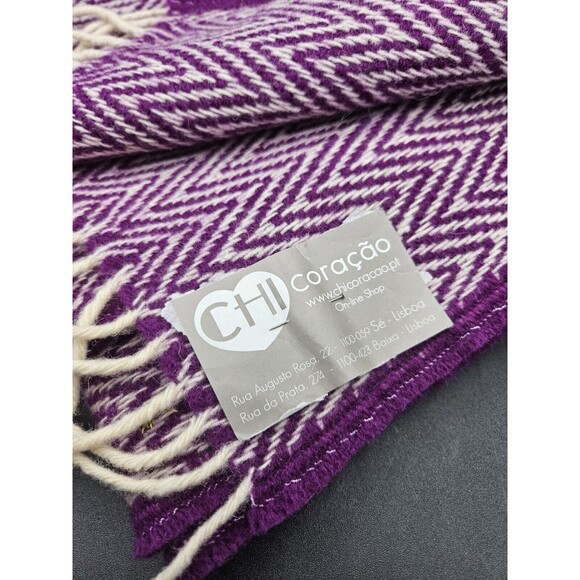 Chi Coracao Wool Oversize Scarf Purple Zig Zag 66" × 23" Portugal - Picture 2 of 5